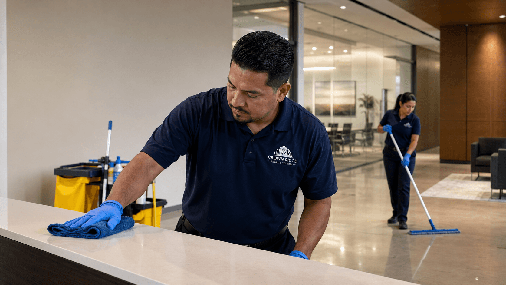 Crown Ridge Facility Services commercial reception area cleaning